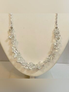 Clear Crystal Quartz Chip Necklace - Elegant Women’s Jewelry